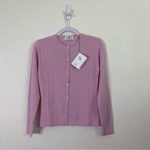 Ballantyne Womens pink purple 100% cashmere button cardigan NWT